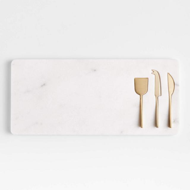 Small Marble Serving Board With Cheese Knives