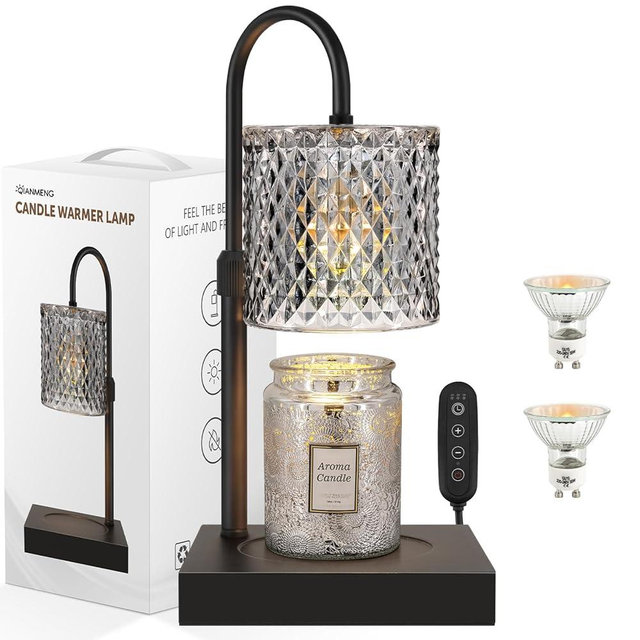 Candle Warmer Lamp, Adjustable Candle Lamp Warmer with Timer, Mothers Day Gifts for Mom, Home Decor Dimmable Wax Warmer Lamp for Scented Wax, Black