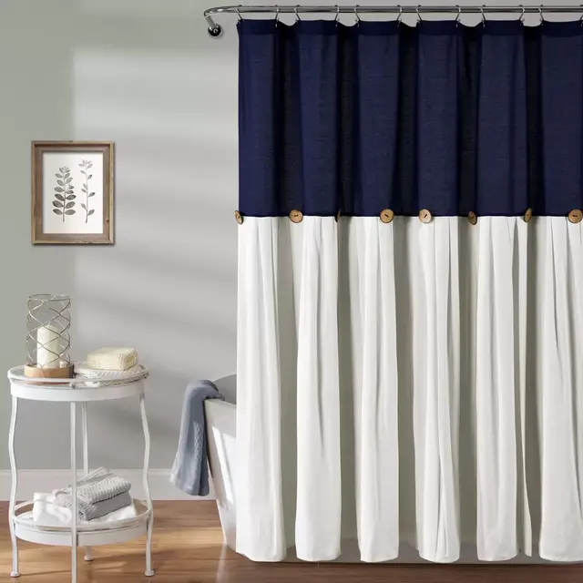 Lush Decor Color Blocking Shower Curtain in Navy