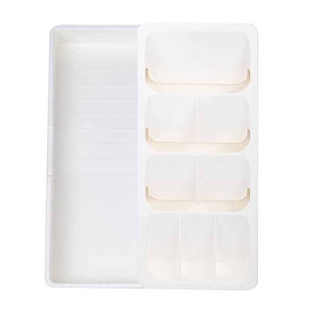 Faridabio Kitchen Drawer Organizer Tray,Expandable Cutlery Silverware Organizer Storage Tray for Kitchen Drawer Flatware Spoons Forks,White