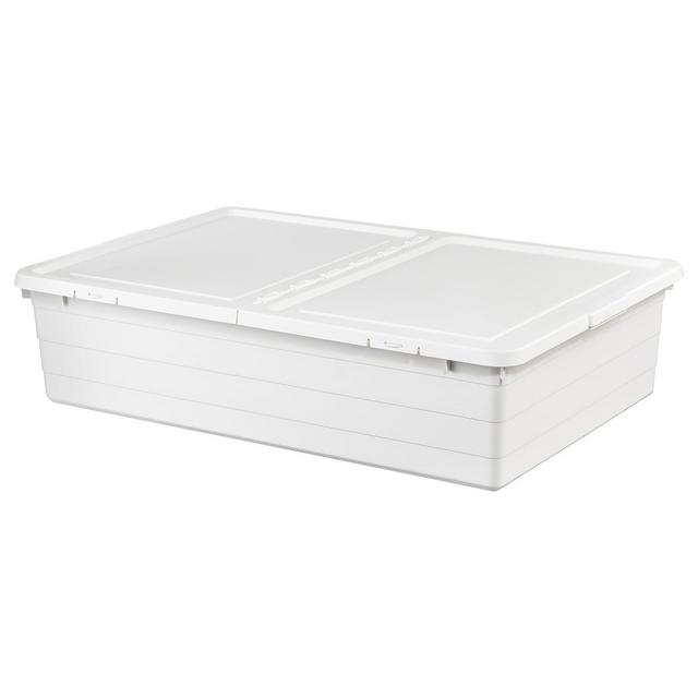 SOCKERBIT Storage box with lid, white, 19 ¾x30 ¼x7 ½ "Show measurements specifications