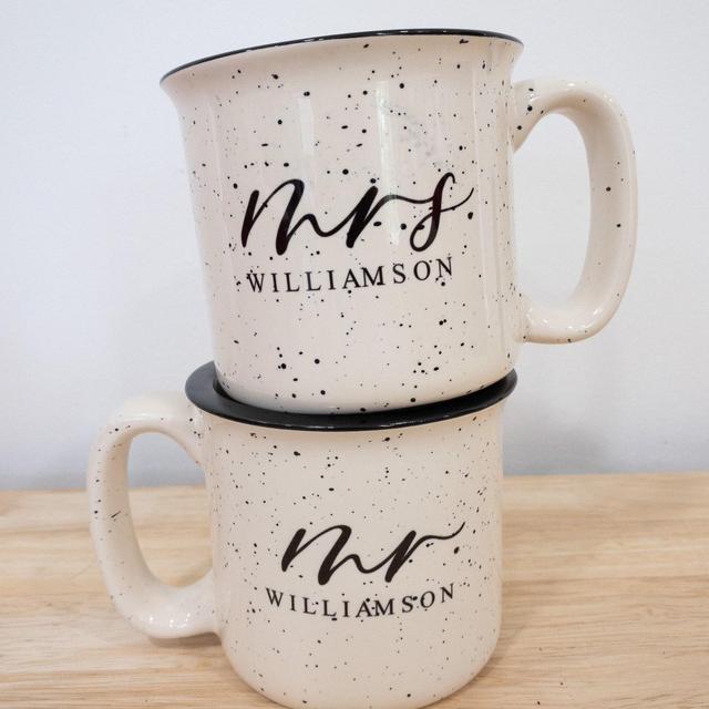 Mr and Mrs Bowker 13oz Camp Mugs