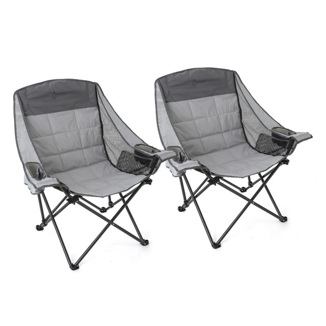 ARROWHEAD OUTDOOR 2-Pack Oversized Folding Camp Chair, XL Adjustable Cup Holder, Mesh Sides, Inner Pockets, Carry Bag, Supports 300 lbs