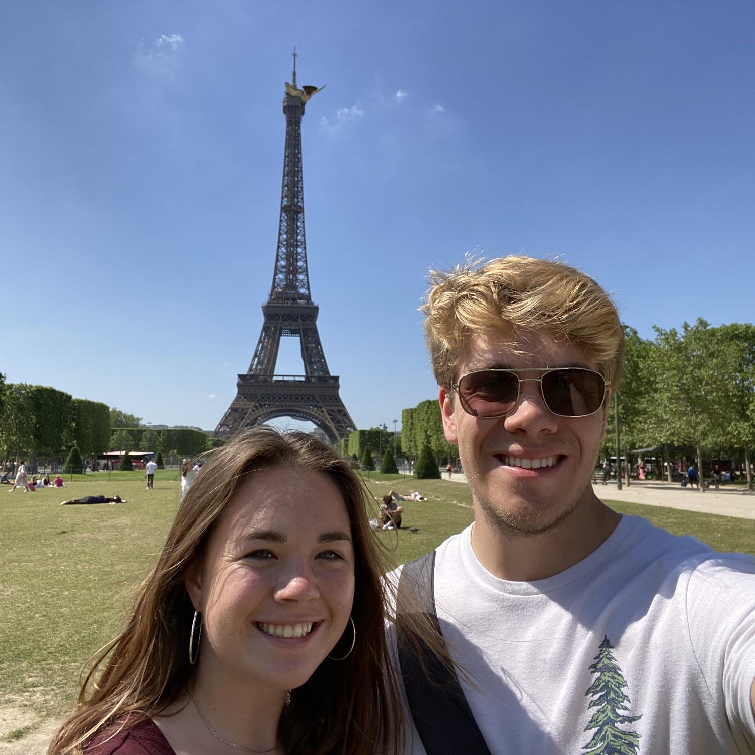 View of the Eiffel Tower. Bradley's brother's thought for sure he would be proposing here...