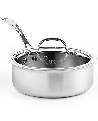 Tri-Ply Stainless Steel 2.5 Qt. Covered Shallow Saucepan
