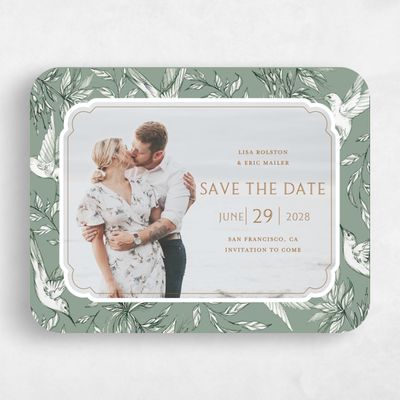 Green Rounded Wedding Save the Date - Brenton Photo