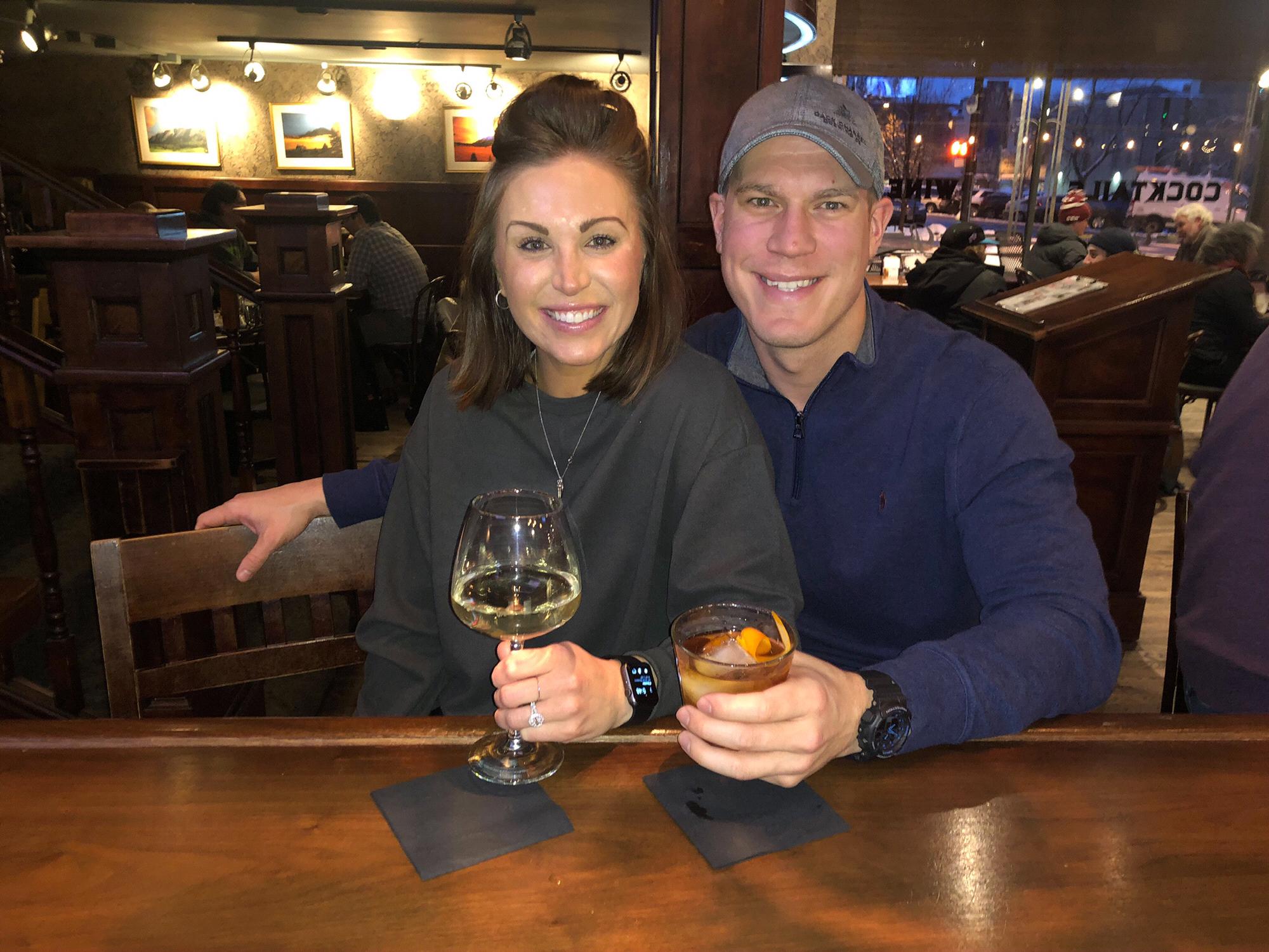 Celebrating at The Corner Bar in the Hotel Boulderado after Dusty proposed!
