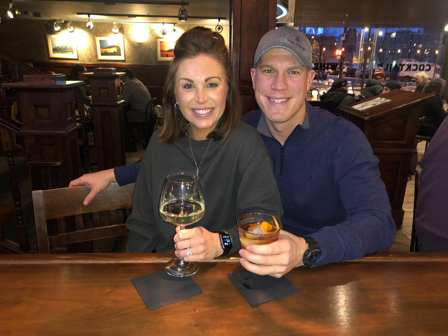 Celebrating at The Corner Bar in the Hotel Boulderado after Dusty proposed!