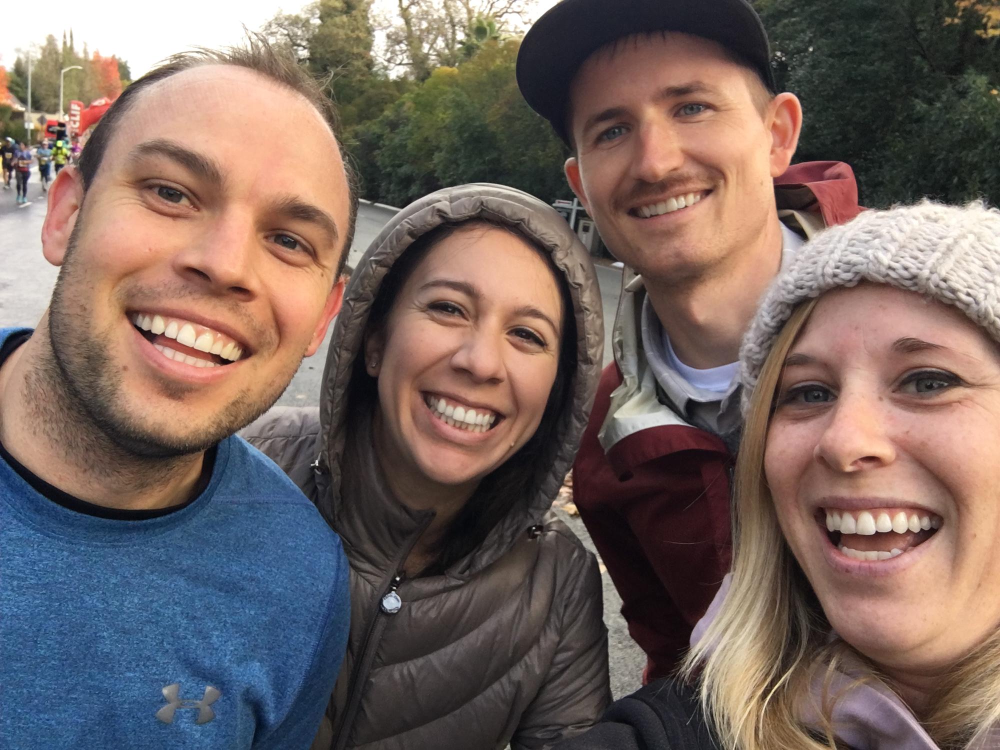 Cheering Jack on during the CIM in Sacramento