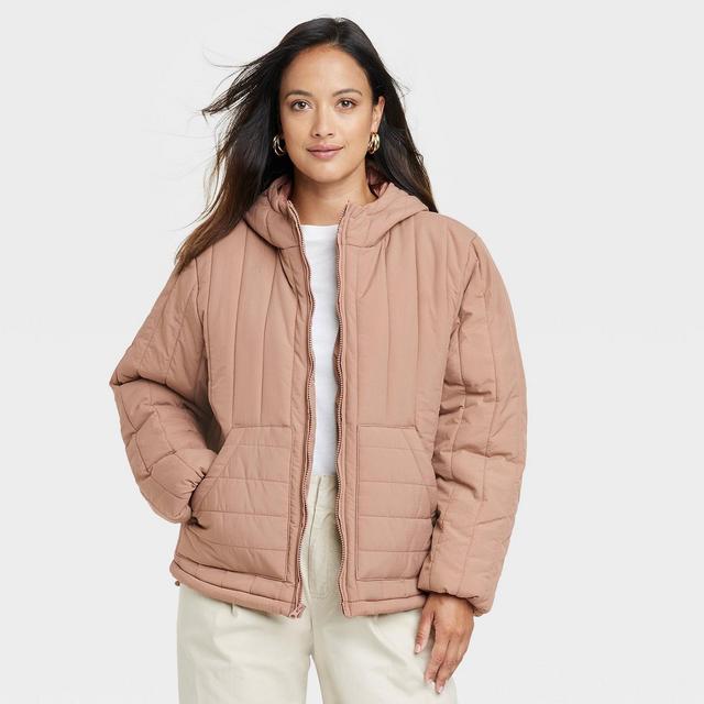 Women's Travel Puffer Jacket - A New Day™ Brown XS