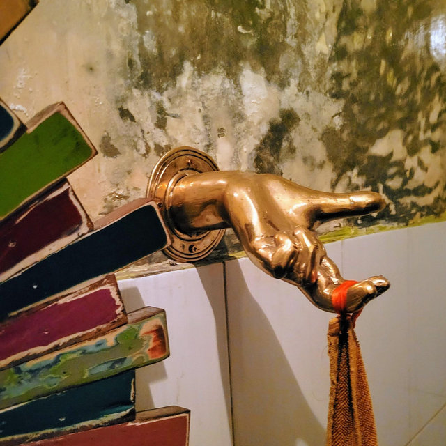 Brass hand fingering sculpture home decor brass hand