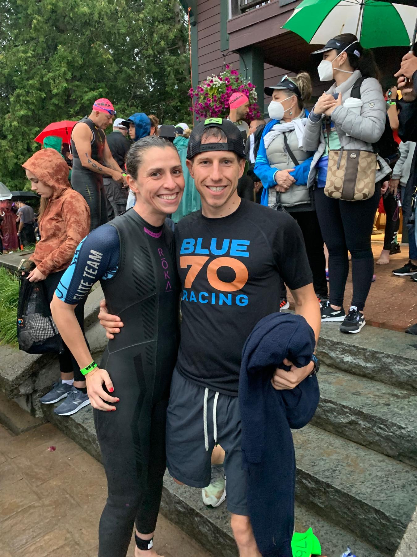 At the start of Lake Placid Ironman in July 2021