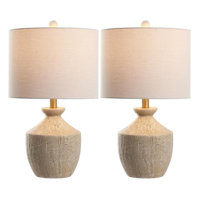 SAFAVIEH Lighting Collection Delacey Light Brown Resin 21-inch Table Lamp Set of 2