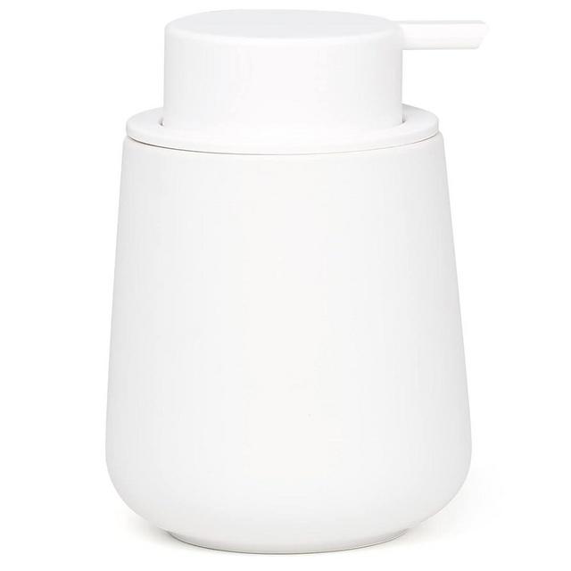 BosilunLife White Soap Dispenser - Ceramic Hand Dish Soap Dispenser for Bathroom 12ounce Refillable Liquid Hand Soap Dispenser for Essential Oil, Lotion Soap(Rubber Paint)