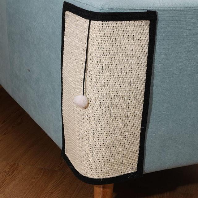 HAOZAIKEJI 2PCS Cat Scratcher Mat Sofa Protector Natural Sisal Scratching Scratch Couch Cover Heavy Duty Guard Easy Installation Pad for Grinding Claws Protecting Furniture Nail Installation 2PCS
