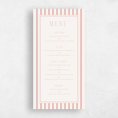 Dusty Peach, Orange Wedding Menu - Azelie