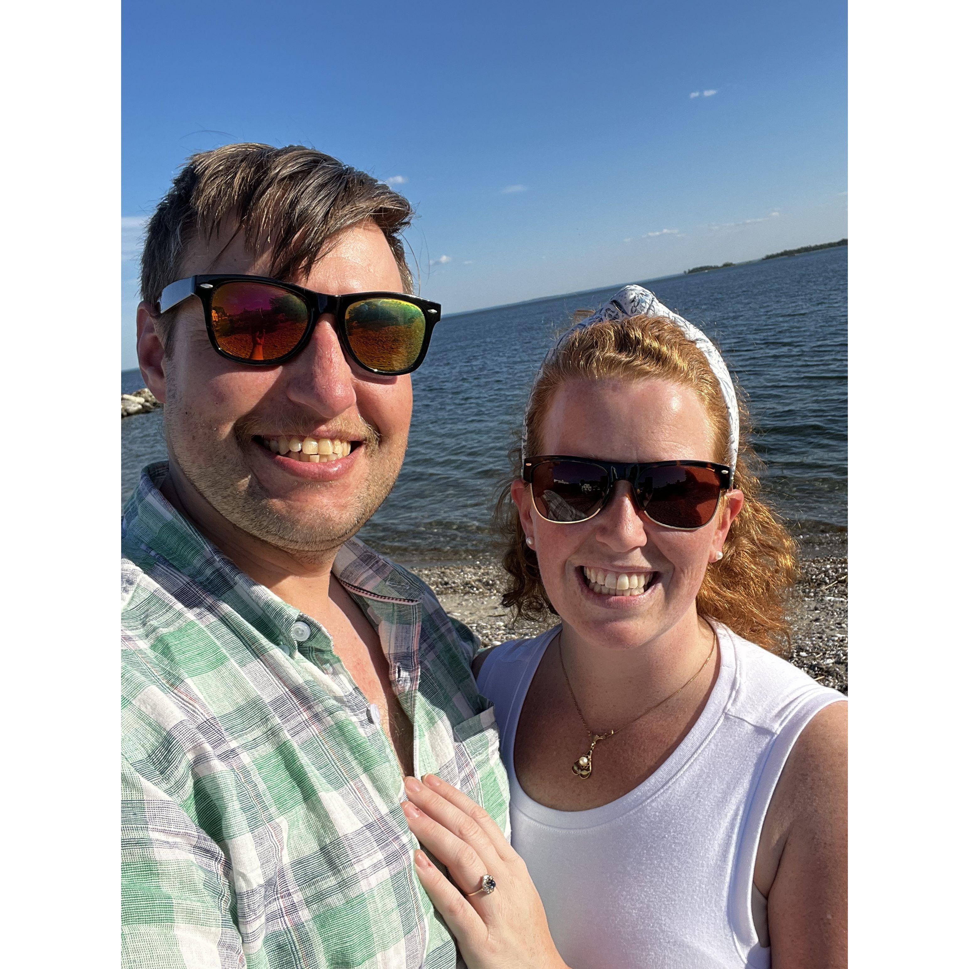 We are engaged!! At our special beach in Westport, CT. May 30, 2024!