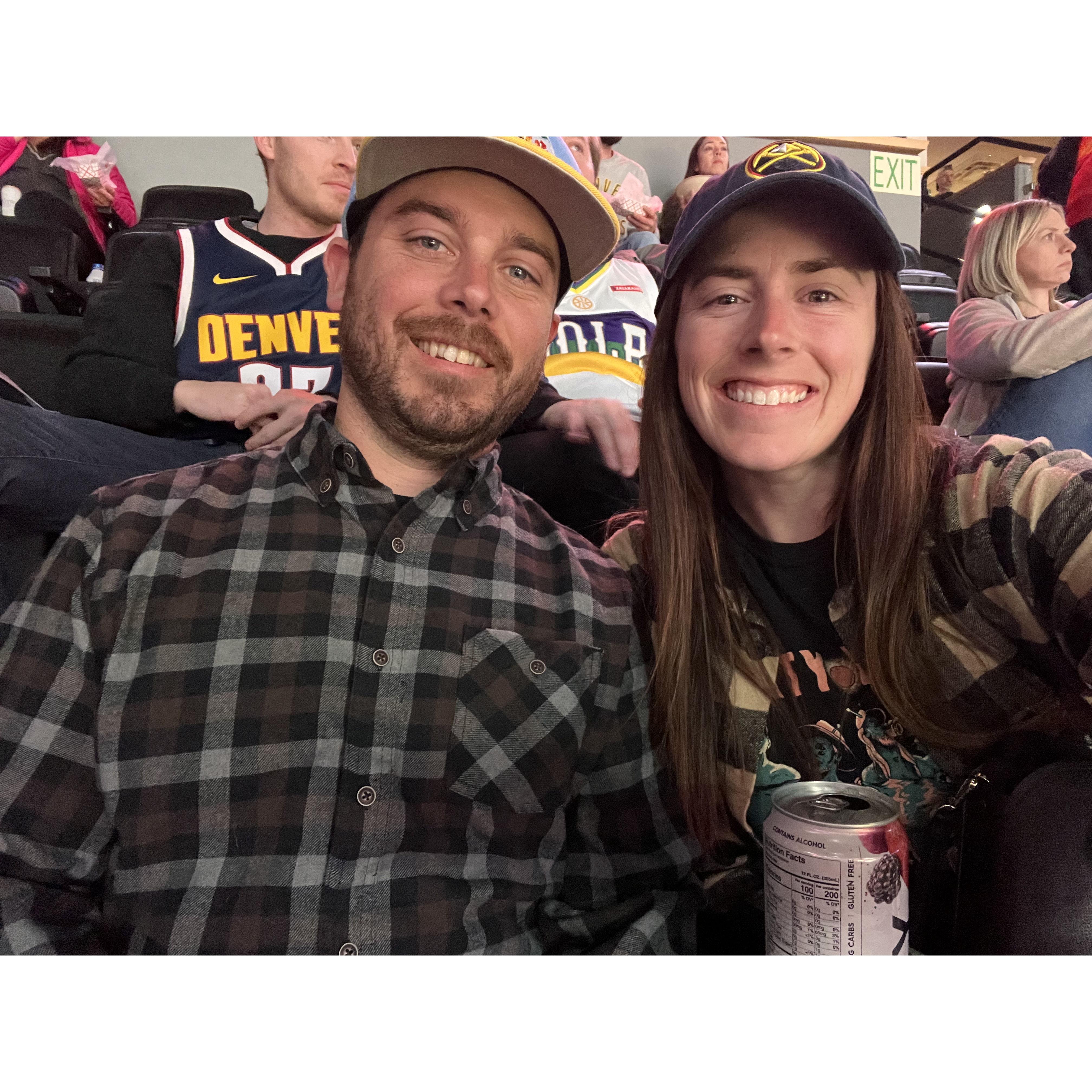 Our first Nuggets game, Mike's first NBA game!