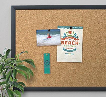 U Brands Cork Bulletin Board, Black Frame