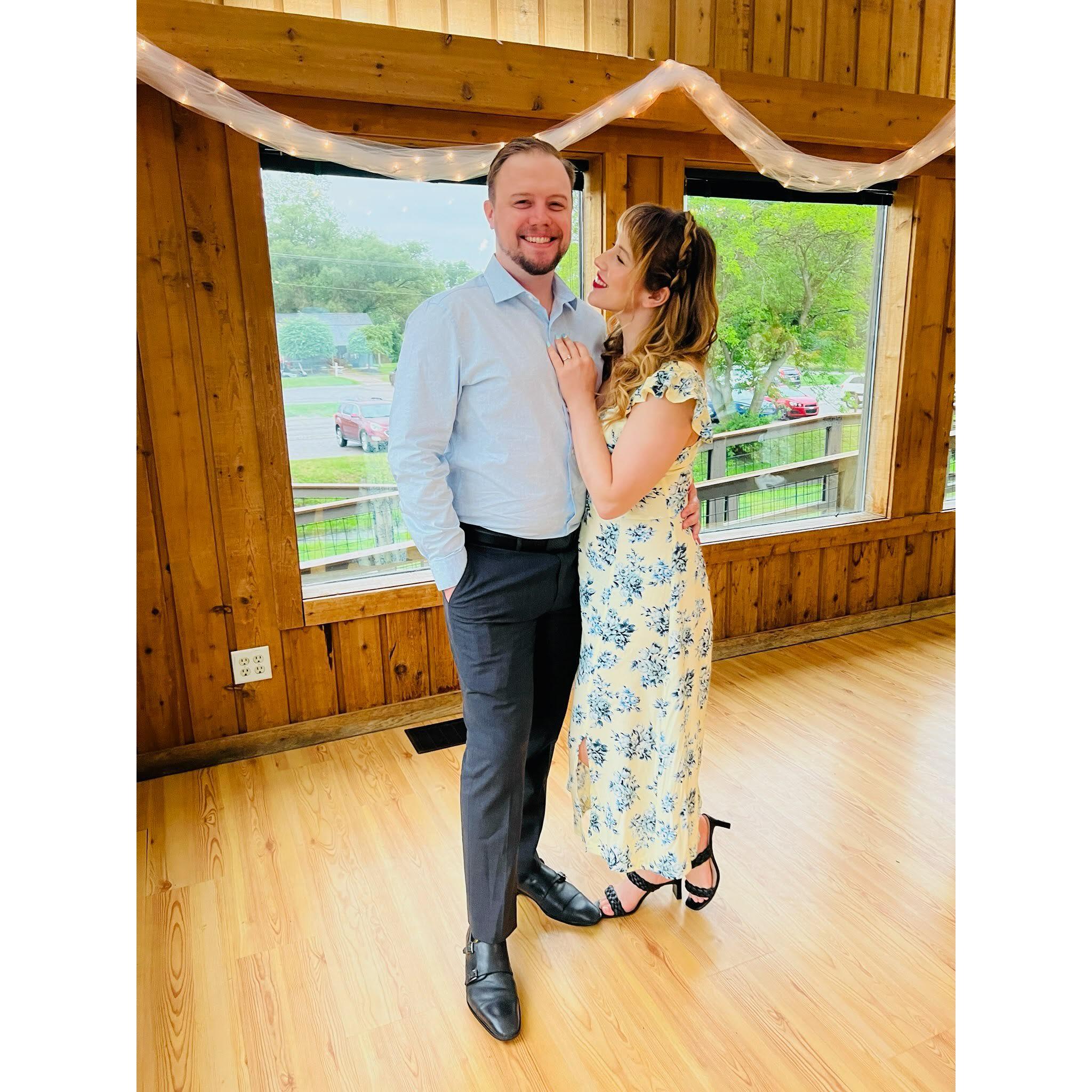 Celebrating our friends' wedding.
