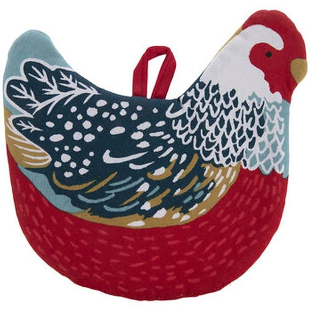Cute Red Hen Shaped Pot Holder - 8 x 8 Inches
