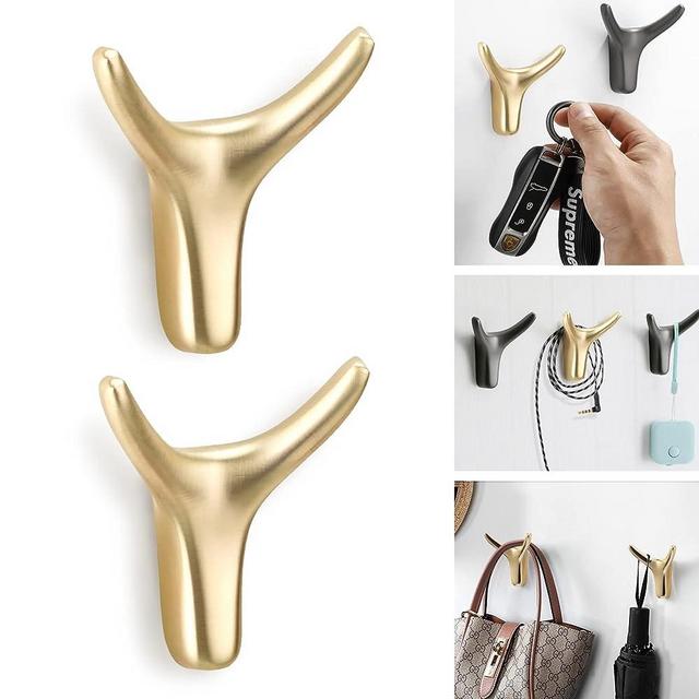 kuifang 2 Pack Wall Hooks Coat Hooks Robe Hook Towel Hook Hat Hook for Hanging Heavy Duty Zinc Alloy Material Coat Hanger with Screws