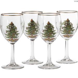 Spode Christmas Tree Set of 4 Wine Glasses