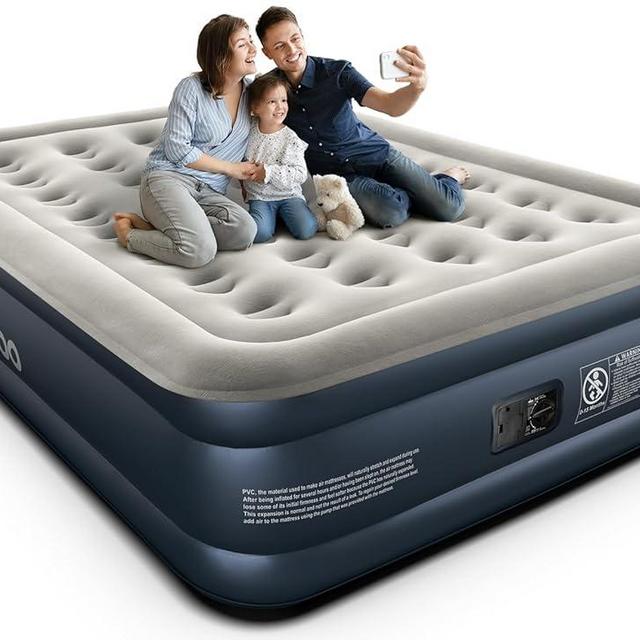 iDOO Air Mattress with Built in Pump, Inflatable Mattress for Camping, Guests & Home, 18" Raised Comfort Blow up Mattress, Air Bed, colchon inflable