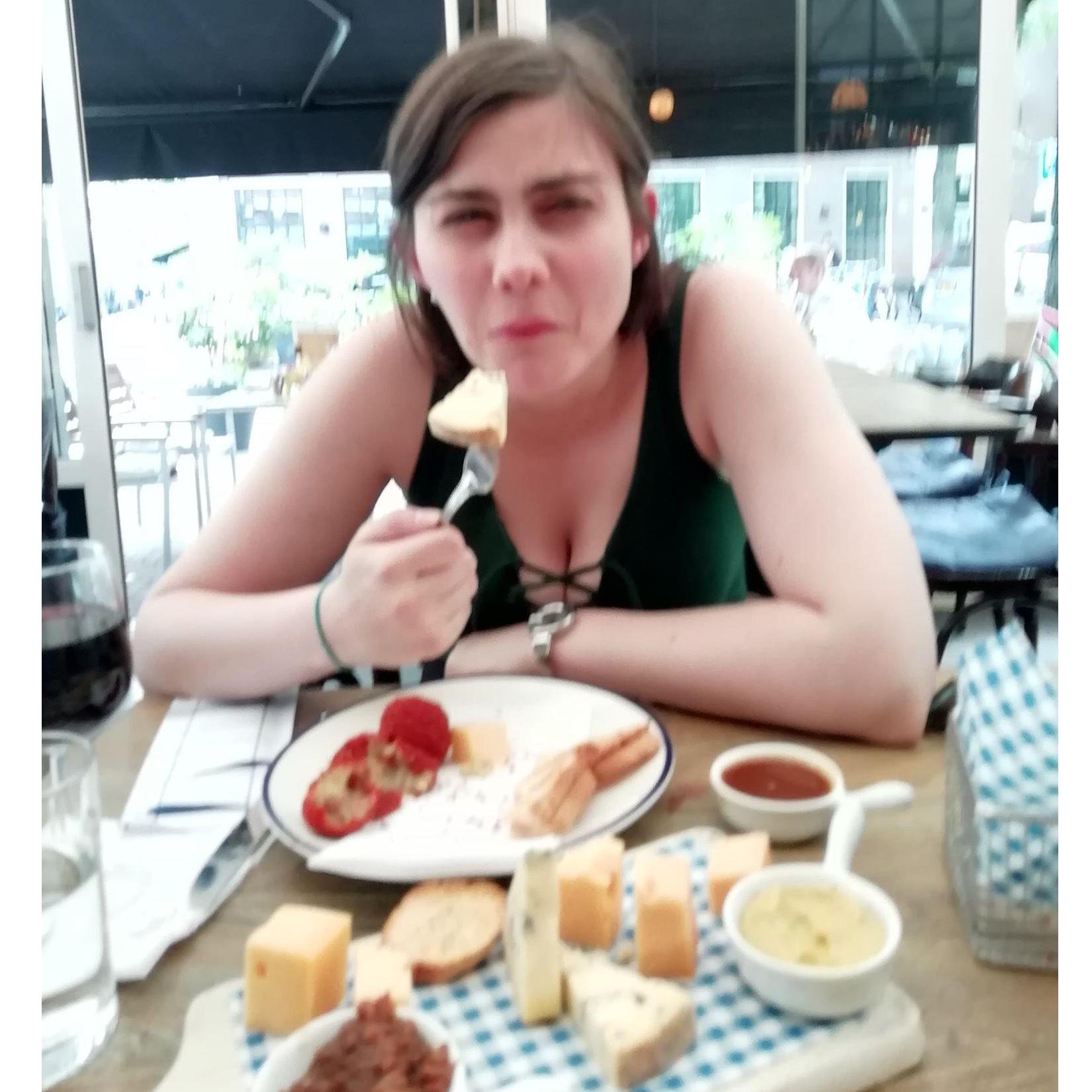 Autumn trying all the exotic cheeses of Amsterdam