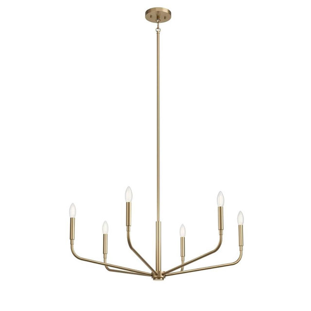 Kichler Madden 6-Light Chandelier, Soft Modern Light in Champagne Bronze, Sloped Ceiling Compatible, for Entryway, Breakfast Nook or Laundry Room (17.5" x 32"), 52718CPZ