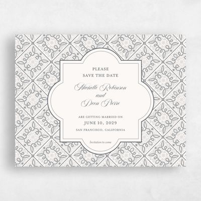 Pewter Gray, Grey Wedding Save the Date - Como Landscape