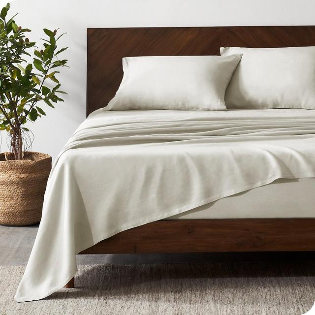 Linen White King Bed Sheet Set by Bare Home