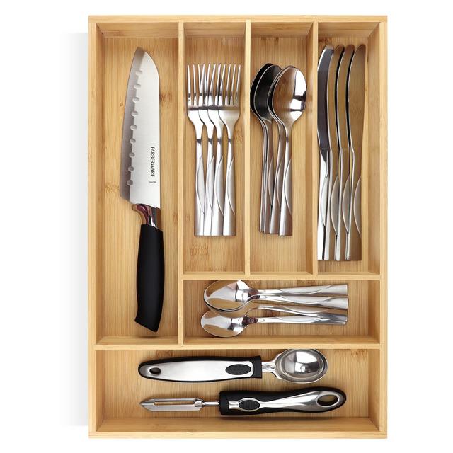 Bamboo flatware organizer