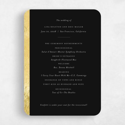 Black Rounded Wedding Program - Jules Foil
