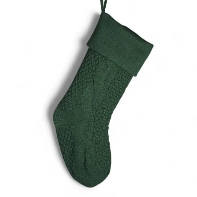 Personalization Mall Emerald Cozy Cable Knit Christmas Stocking