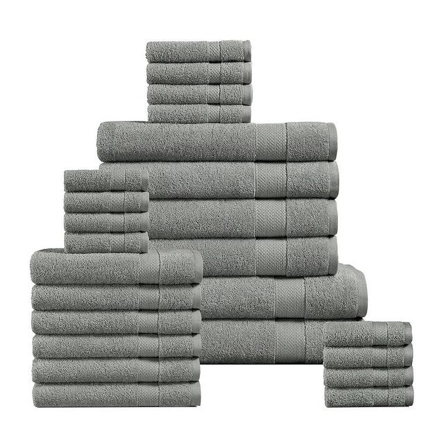 SNOWDROP 24 pc Bath Towels Set - Microfiber, Oversize Bath Sheets, Absorbent Bathroom Set for Home and Spa, 2 Bath Sheets,4 Bath Towels,6 Hand Towels,8 Washcloths,4 Fingertip - Grey