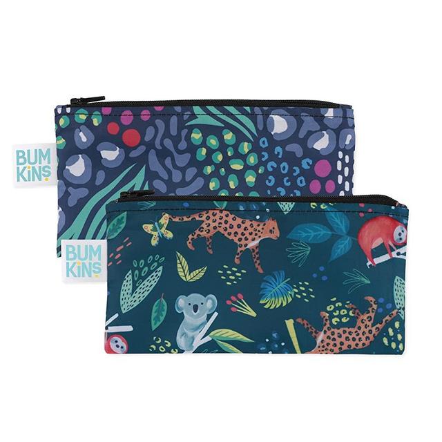 Bumkins Snack Bags, Reusable, Washable, Food Safe, BPA Free, 2 Pack - Jungle