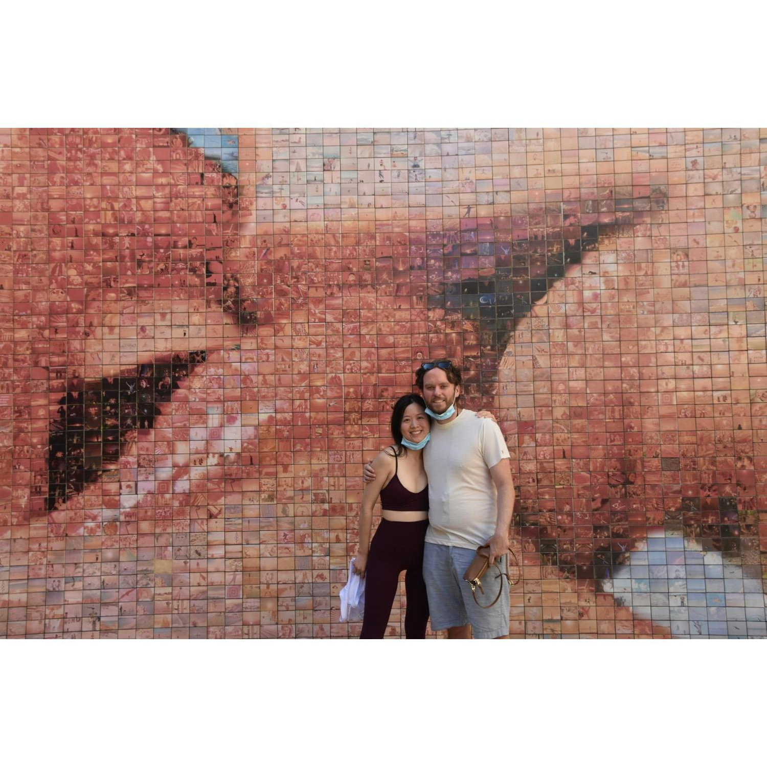 Visiting the "Kissing Mural" on our recent Spain trip.