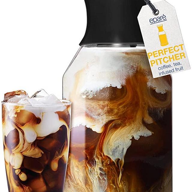 Large Cold Brew Coffee Maker & Iced Tea Fruit Infuser - 1.7 L Infused Iced Coffee & Coldbrew Filter - Glass Pitcher with Lid by Eparé