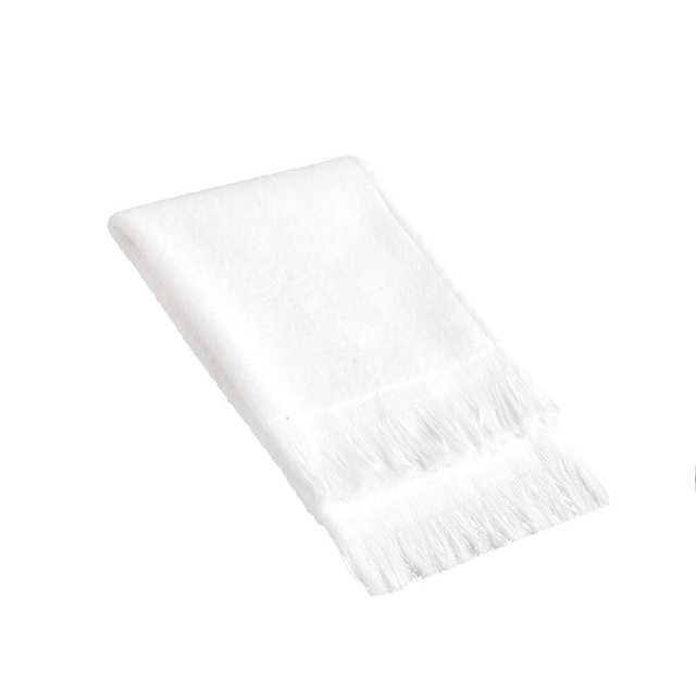 The Holy South - Fringed Reversible Fingertip Hand Towel (Size 11" W x 18" L) Terry Cotton Washcloth Set for Face and Bathroom use. (White, 3)