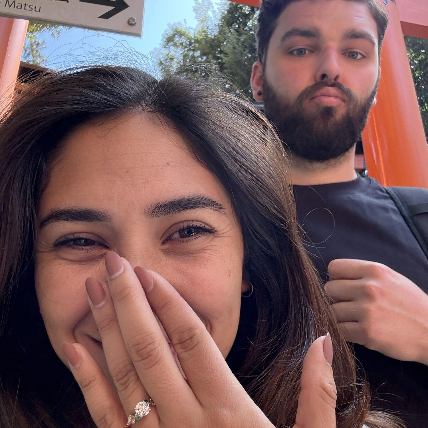 Showing off the ring in Kyoto at 
The Thousand Torii Gate (Fushimi Inari)