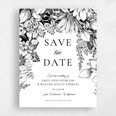 White Wedding Save the Date - Gardner Bloom