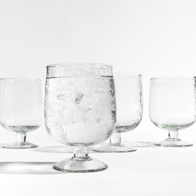 Handmade Hammered Short Glass Goblets, Set of 4