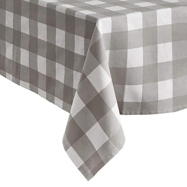 Elrene Home Fashions Farmhouse Living Buffalo Check Tablecloth, 52" x 70", Gray/White