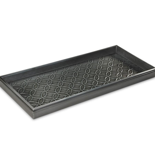 Patterned Gray Boot Tray, 30" X 13"