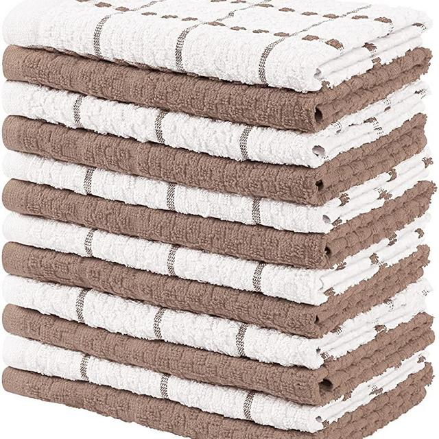 Utopia Towels Kitchen Towels, Pack of 12, 15 x 25 Inches, 100% Ring Spun Cotton Super Soft and Absorbent Brown Dish Towels, Tea Towels and Bar Towels