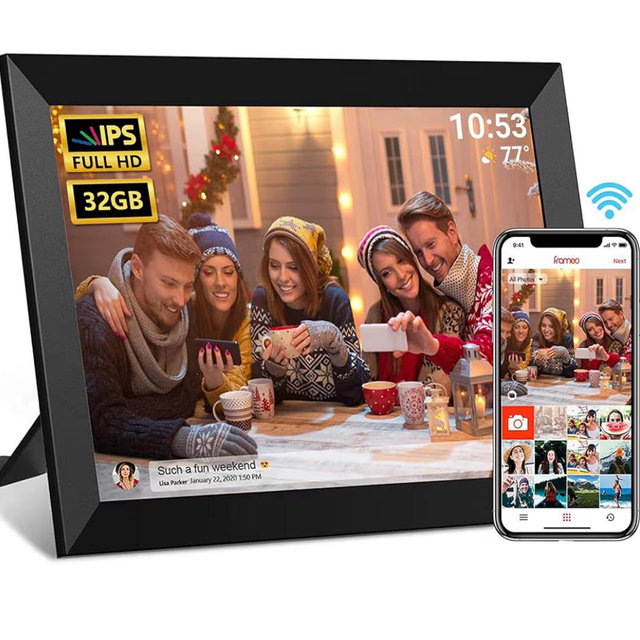 FRAMEO Digital Photo Frame, 10.1 Inch WiFi Digital Picture Frame with 1280x800 IPS HD Touch Screen, 32GB Storage Auto-Rotate Wall Mountable Easy Share Photos or Videos via Frameo App from Anywhere