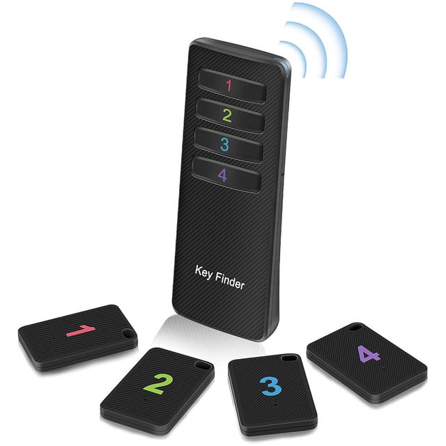 Key Finder, Stick on TV Remote Control| Find My Keys Device, 4 Pack Wireless Car Key Finders That Make Noise | 115ft Range 85dB RF Keys Tracker, Phone/Wallet Finder with 4 Item Locator Tags