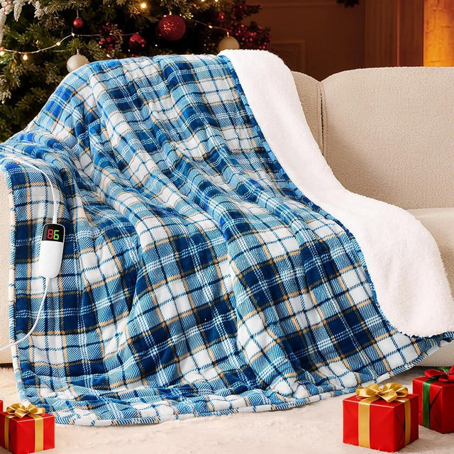 Heated Weighted Blanket for Adults Throw/Twin Size 13Lbs, 50"x60", 2-in-1 Electric Heating Pad Lap Heavy Blanket for 120-140lbs, 10 Heat Level 1-8H Auto-Off, Christmas Birthday Gifts for Women Mom Men