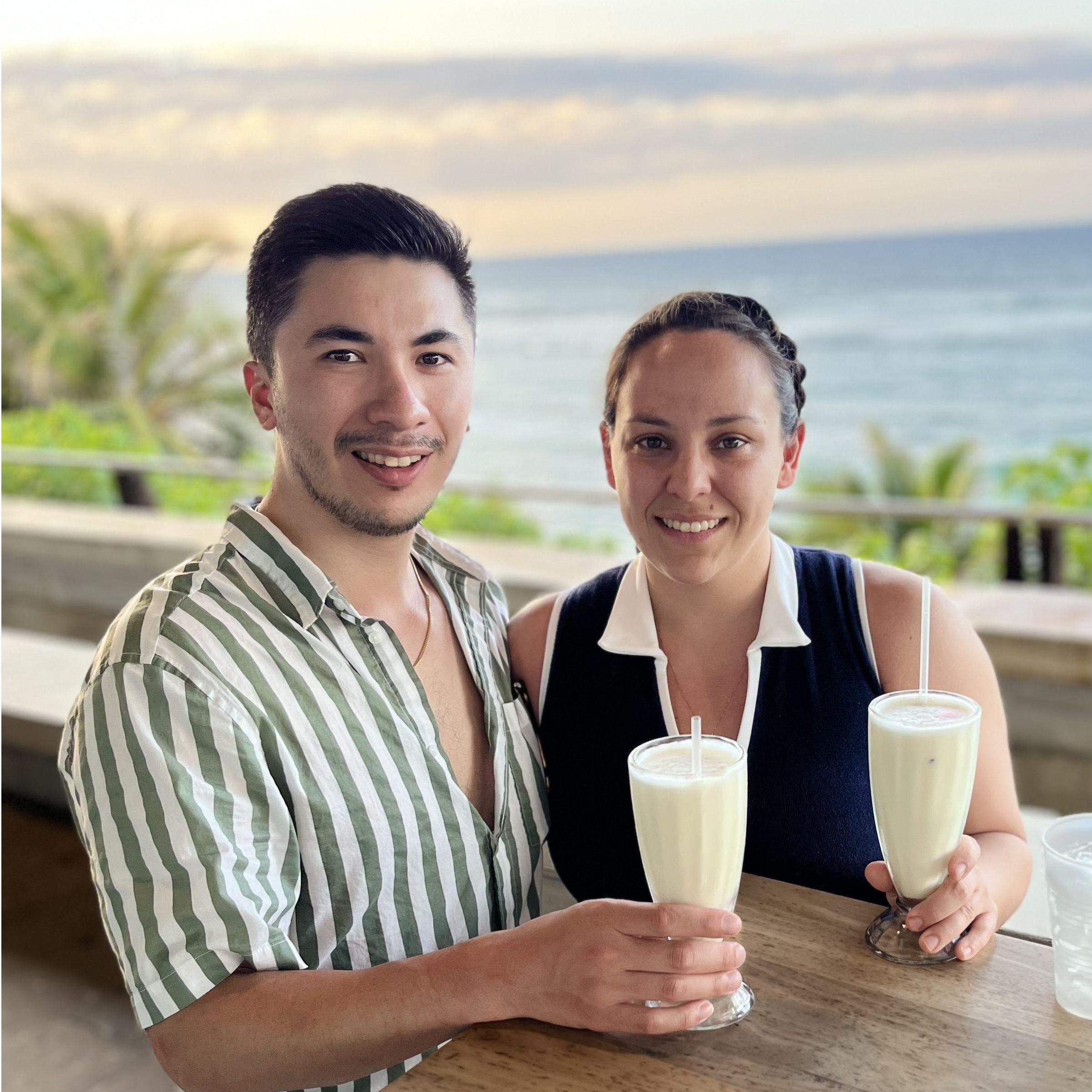 Us enjoying pina coladas in San Juan PR